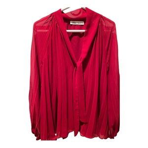 Women’s Red Sheer Zara Size L Blouse in Excellent New Condition Never Used